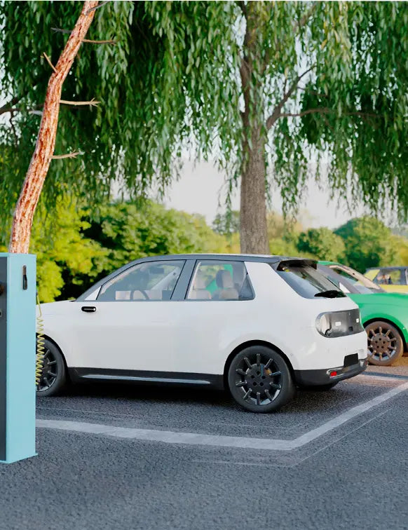 Battery electric vehicle at charging station